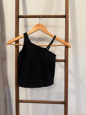 Athleta Black One-Shoulder Crop Tank
